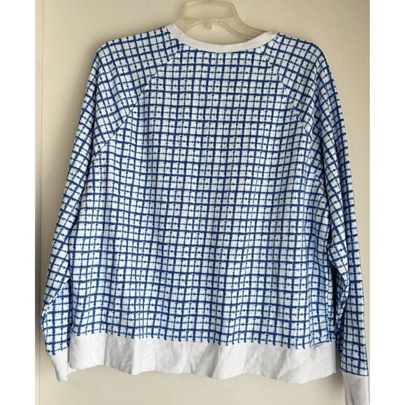 Champion Womens 1X Tie Dye Plaid Crop Crewneck Sweatshirt Blue Pullover Logo - Picture 2 of 6